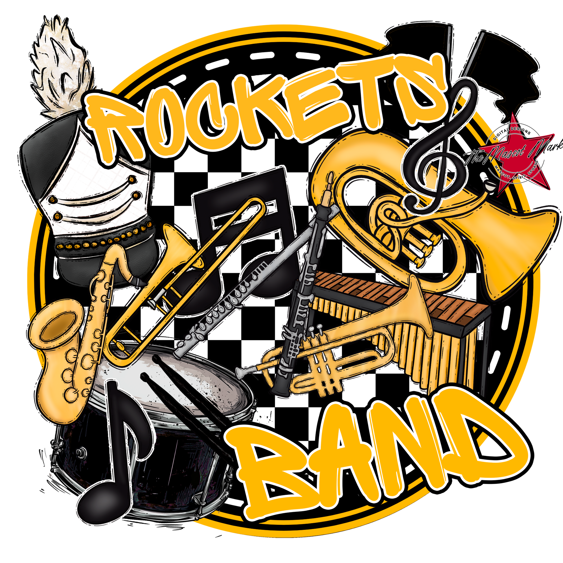Rockets Circle Band Design-Yellow