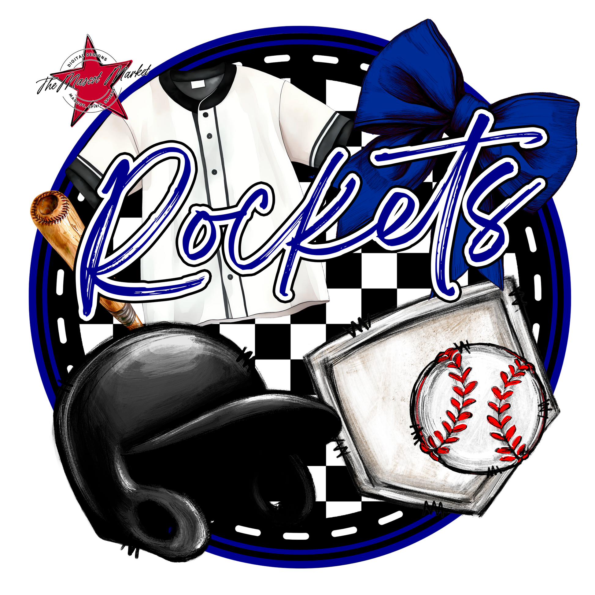 Rockets Circle Baseball Design-Blue