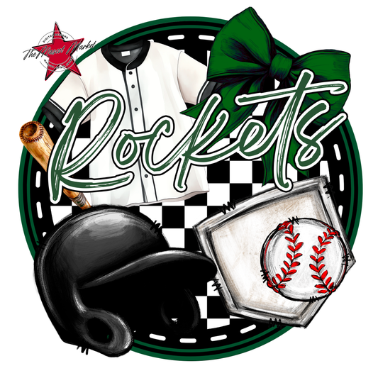 Rockets Circle Baseball Design-Green