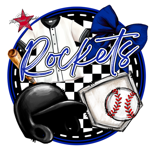 Rockets Circle Baseball Design-Royal Blue