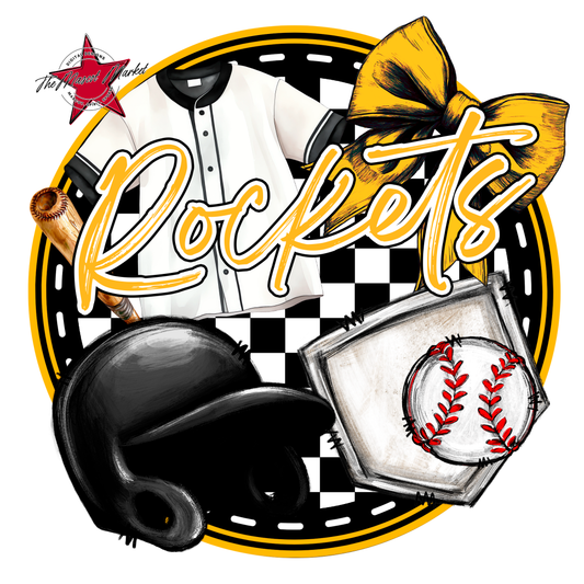 Rockets Circle Baseball Design-Yellow