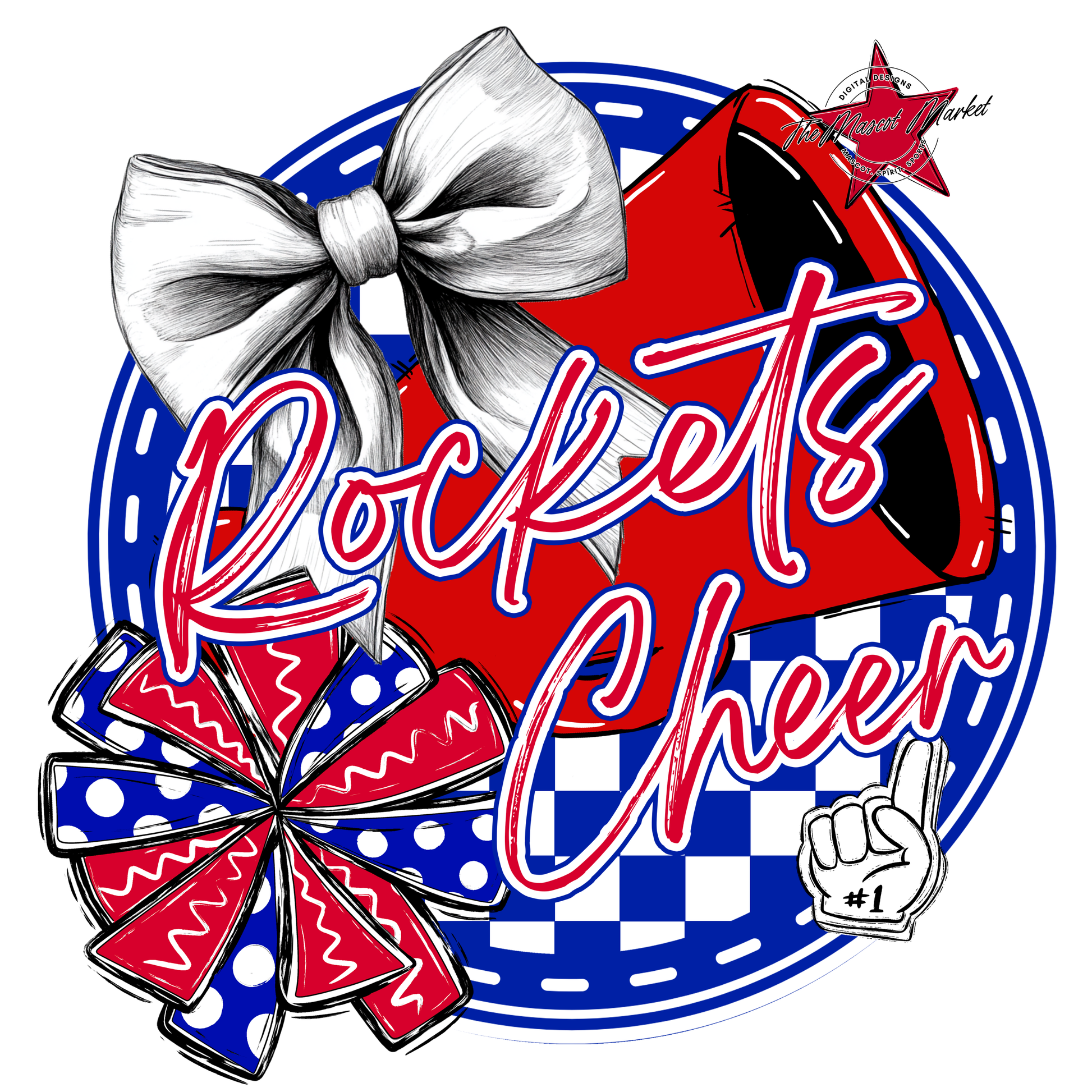 Rockets Circle Cheer Design-Blue-Red