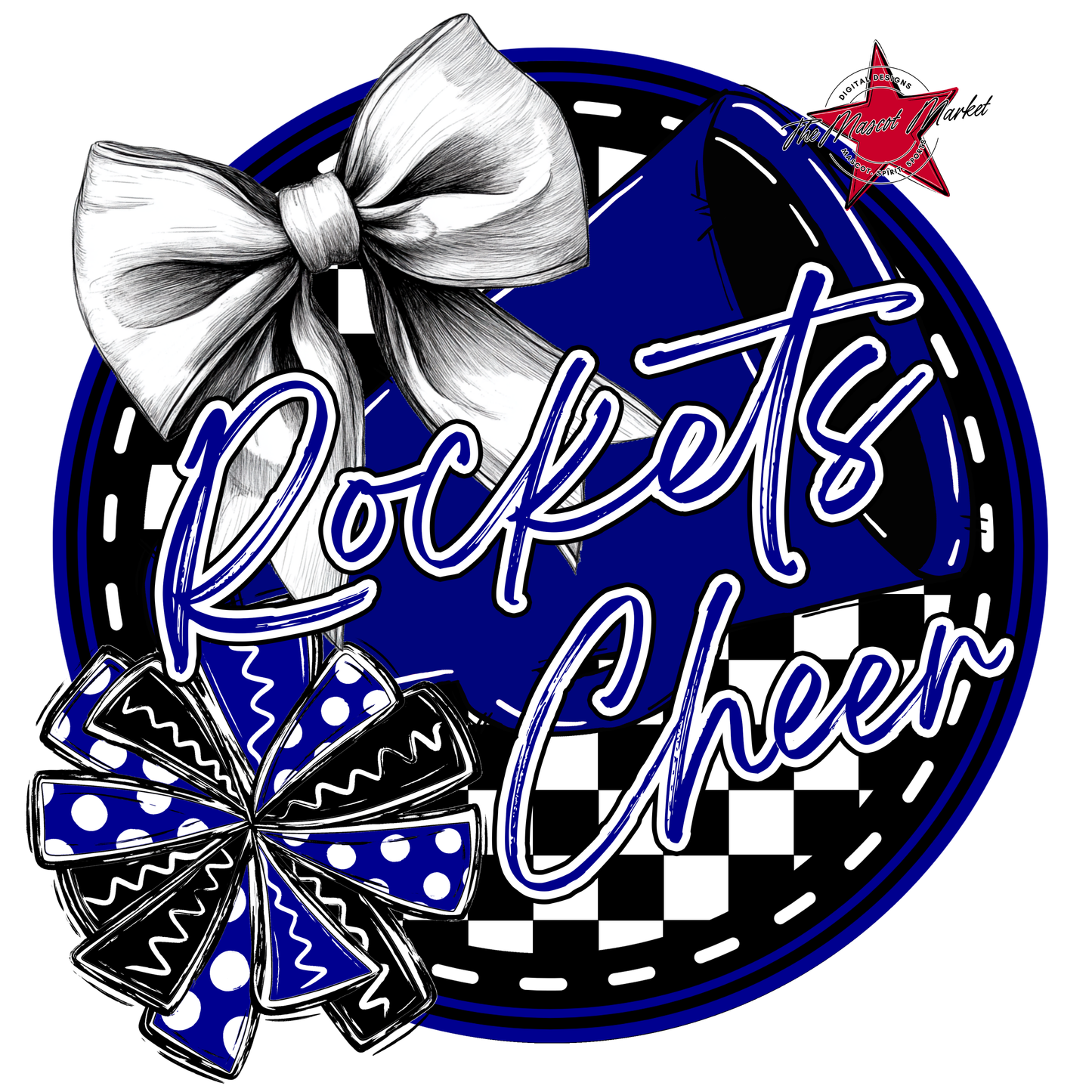 Rockets Circle Cheer Design-Blue