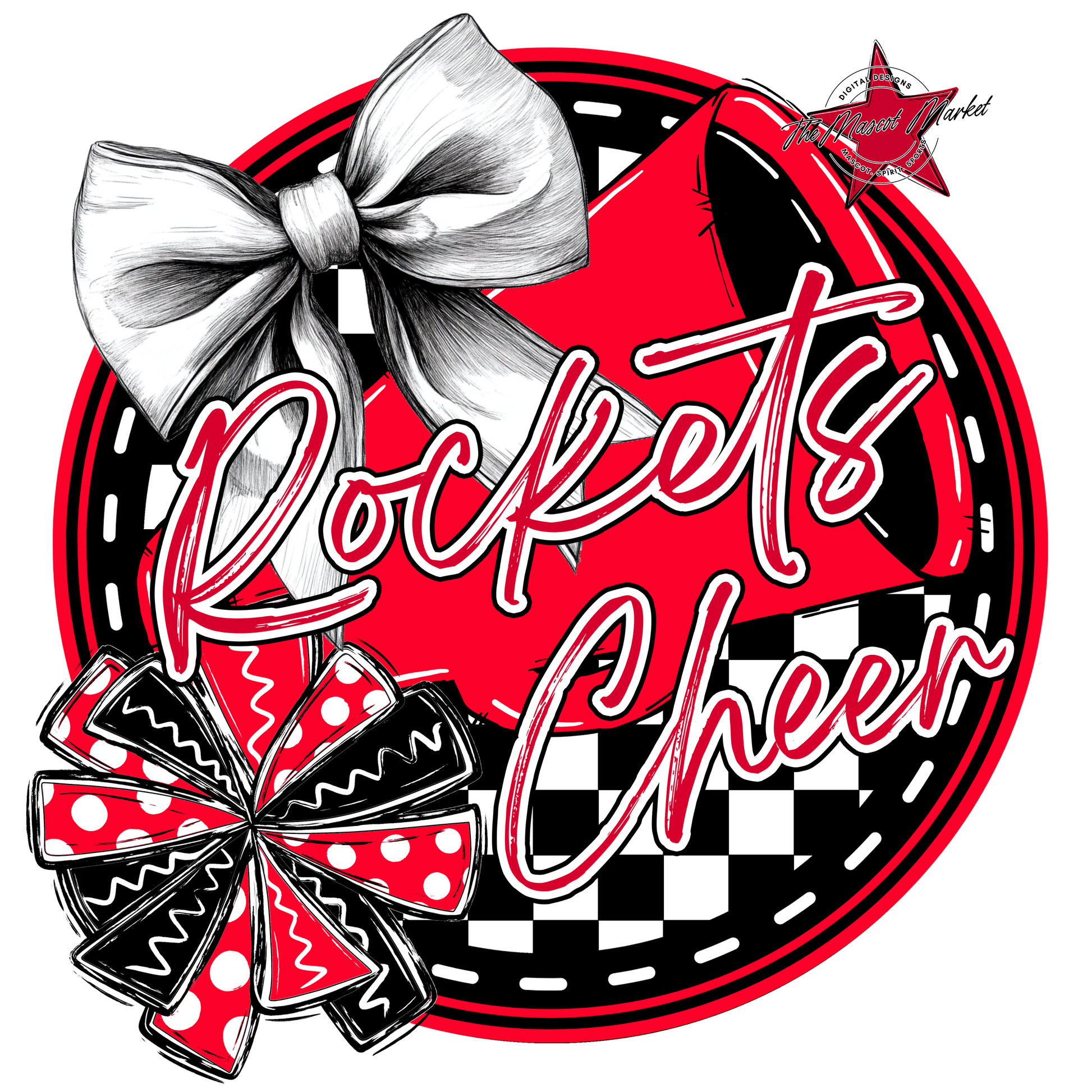 Rockets Circle Cheer Design-Red