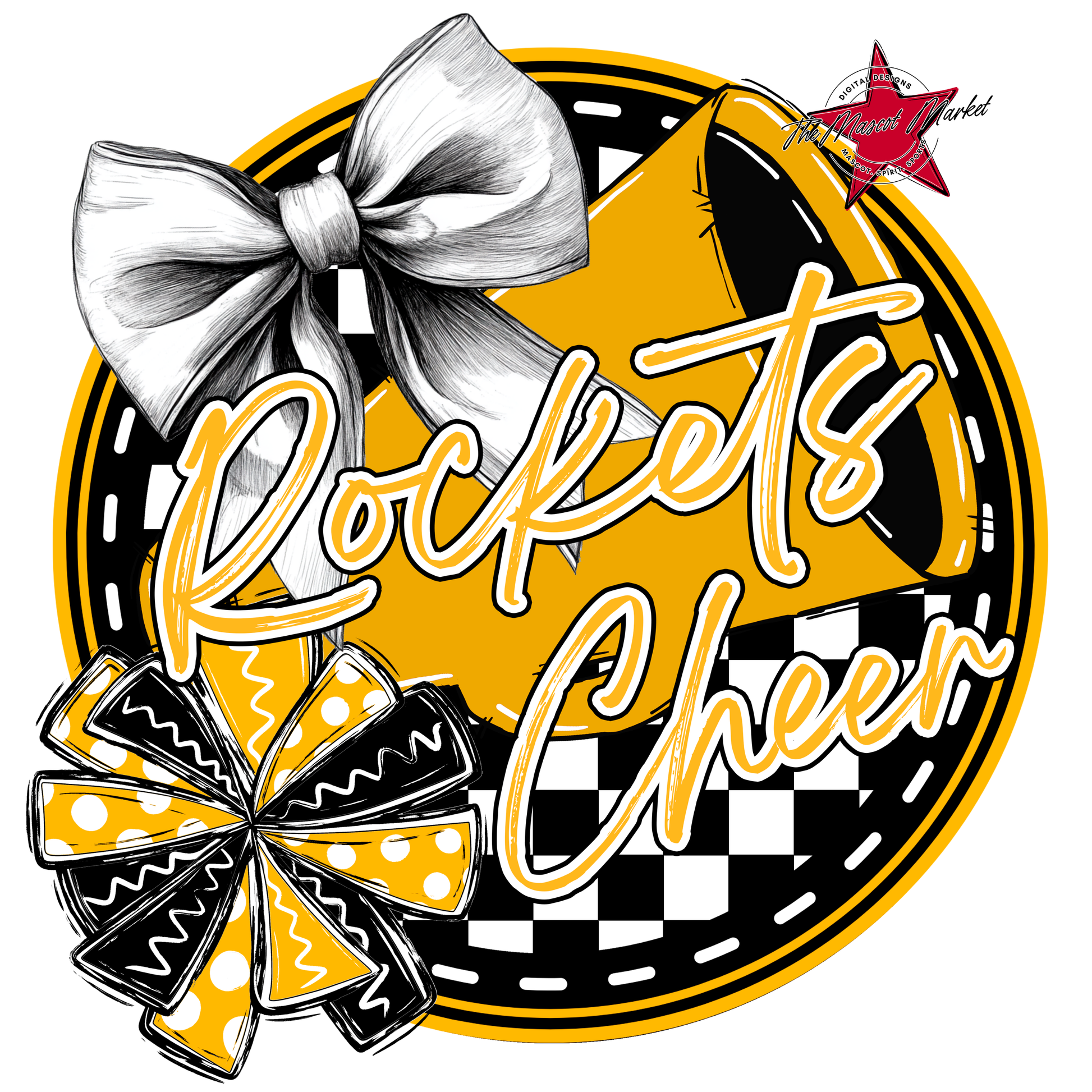 Rockets Circle Cheer Design-Yellow