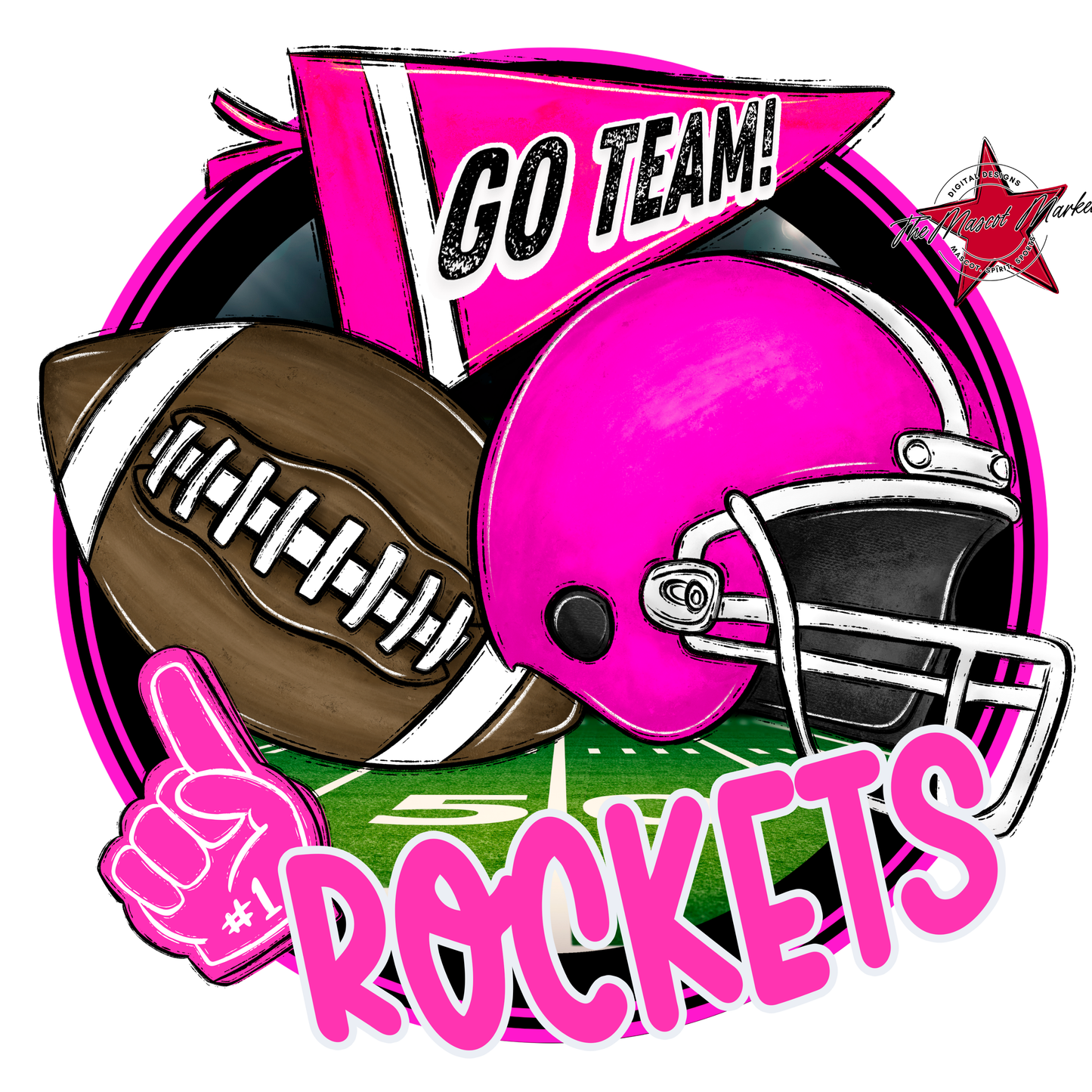 Rockets Circle Football Design-Pink