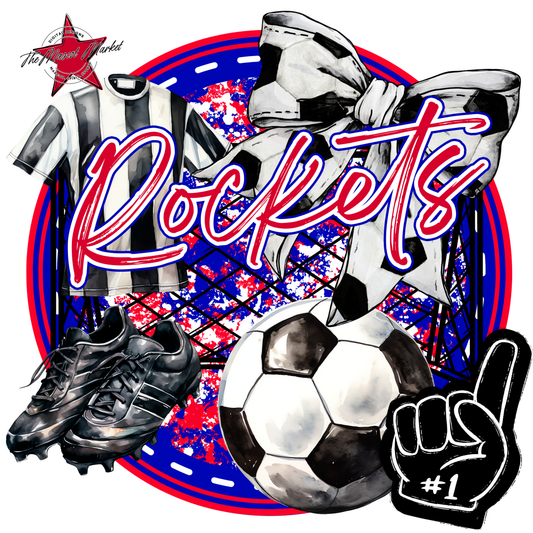 Rockets Circle Soccer Design-Blue-Red