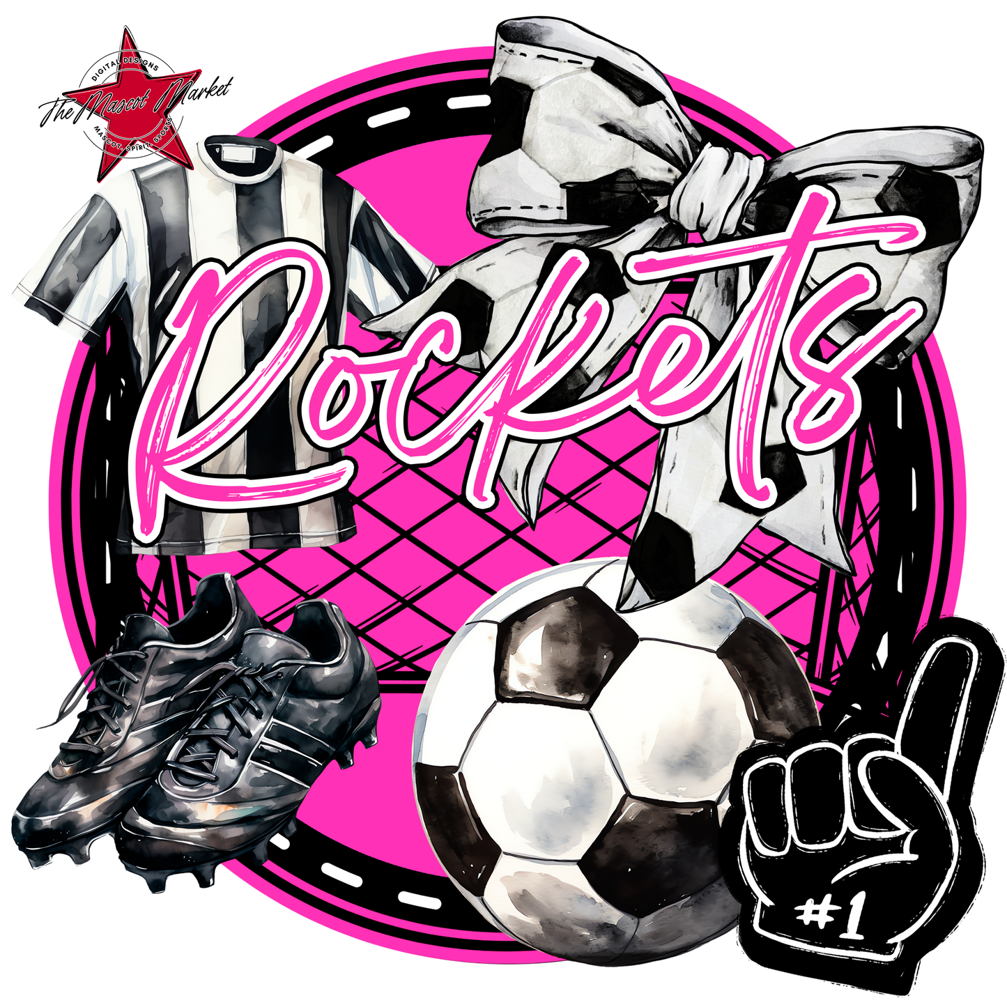 Rockets Circle Soccer Design-Pink