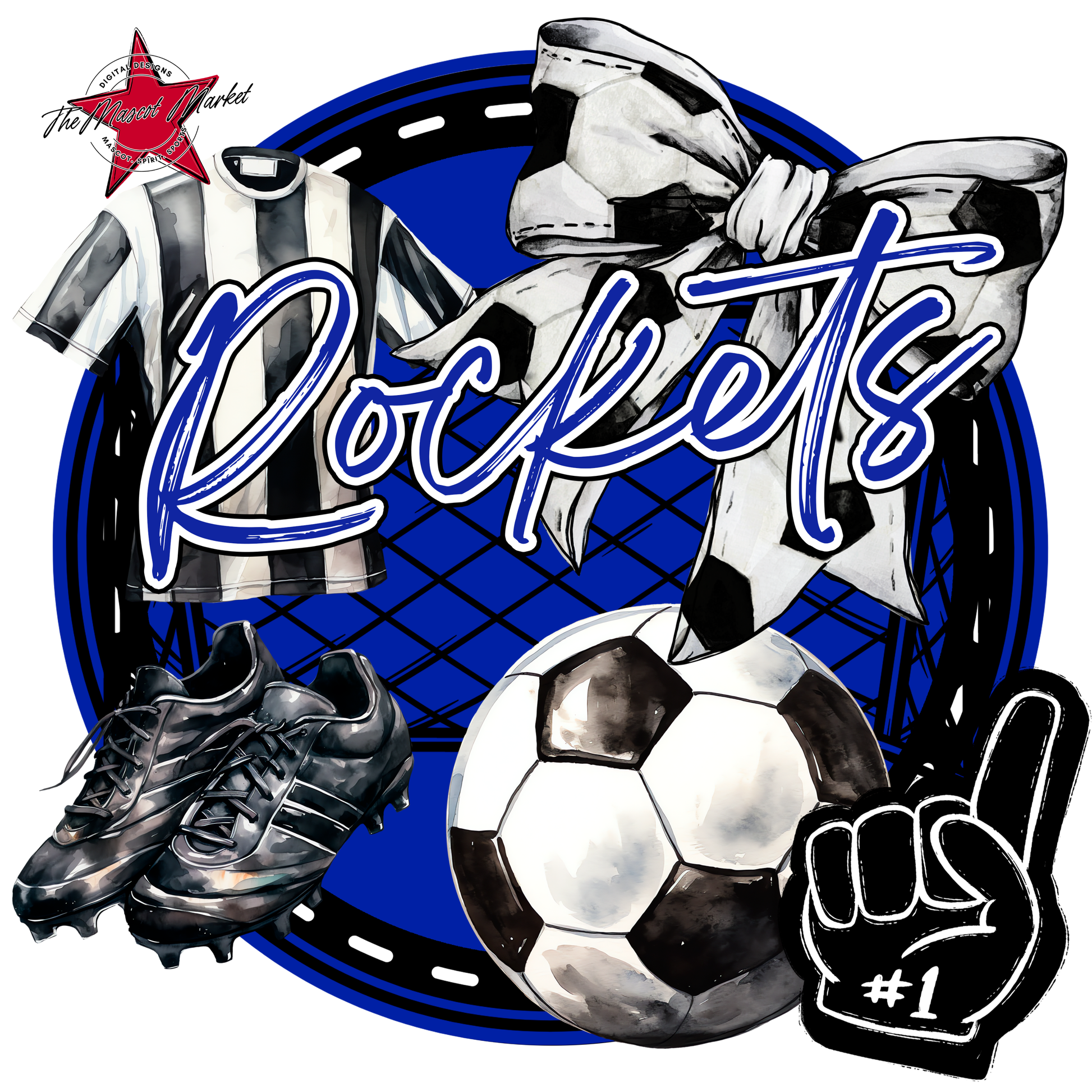 Rockets Circle Soccer Design-Royal Blue