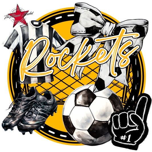 Rockets Circle Soccer Design-Yellow