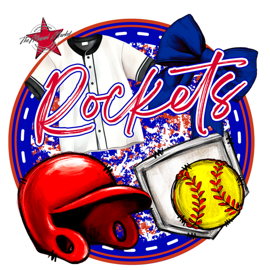 Rockets Circle Softball Design-Blue-Red
