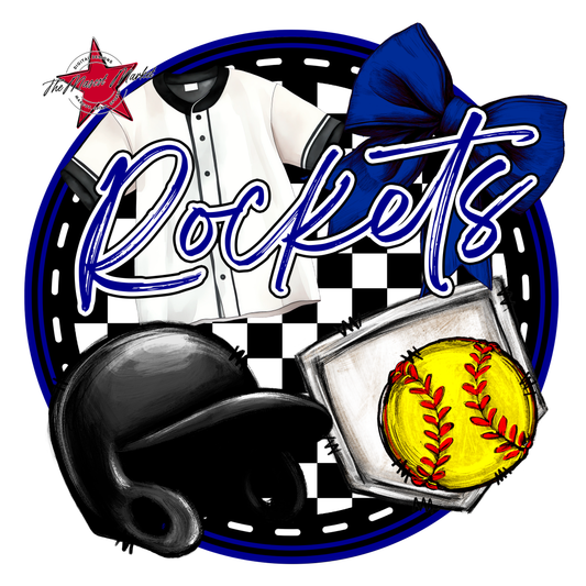 Rockets Circle Softball Design-Blue