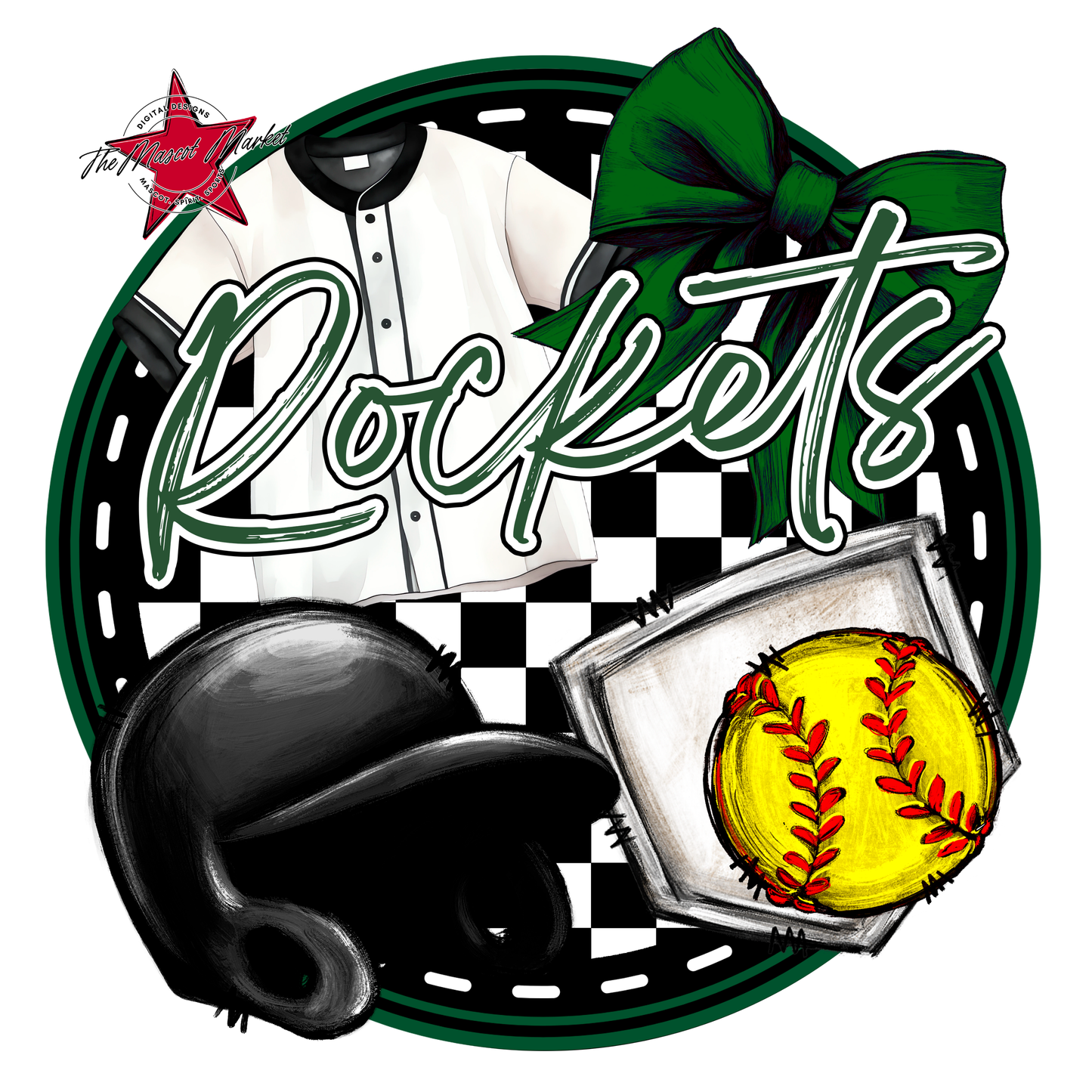 Rockets Circle Softball Design-Green