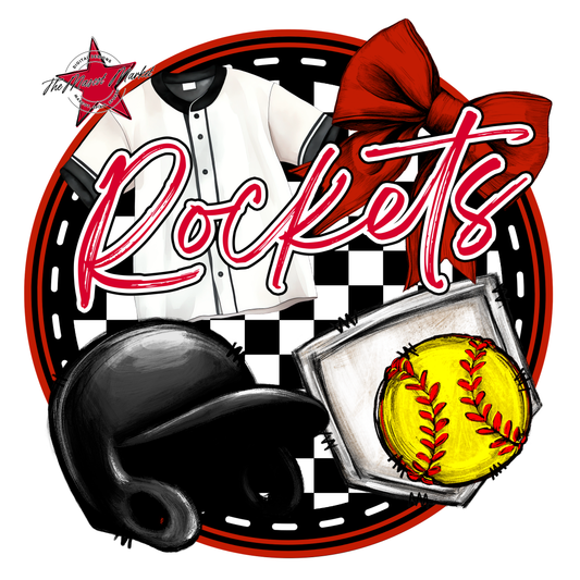 Rockets Circle Softball Design-Red