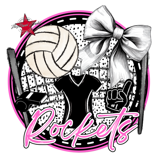 Rockets Circle Volleyball Design-Baby Pink