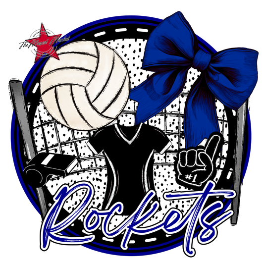 Rockets Circle Volleyball Design-Blue