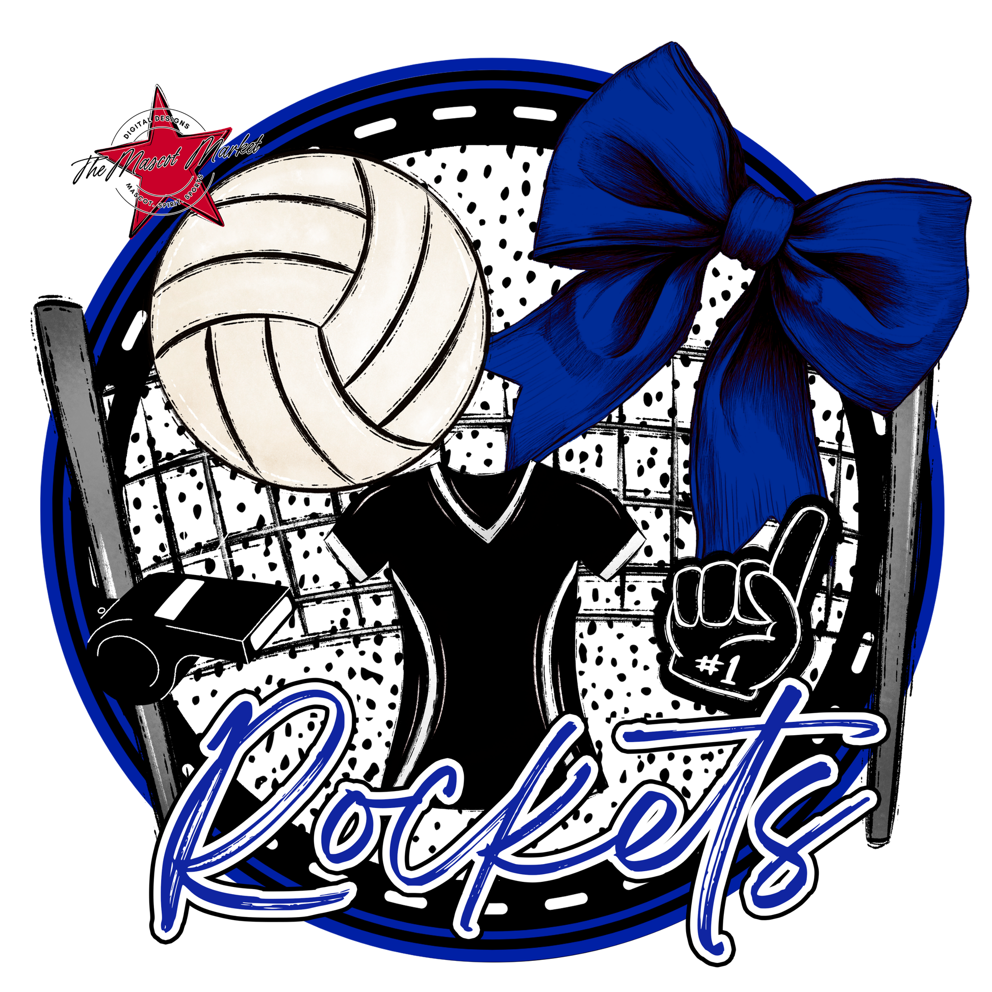 Rockets Circle Volleyball Design-Royal Blue