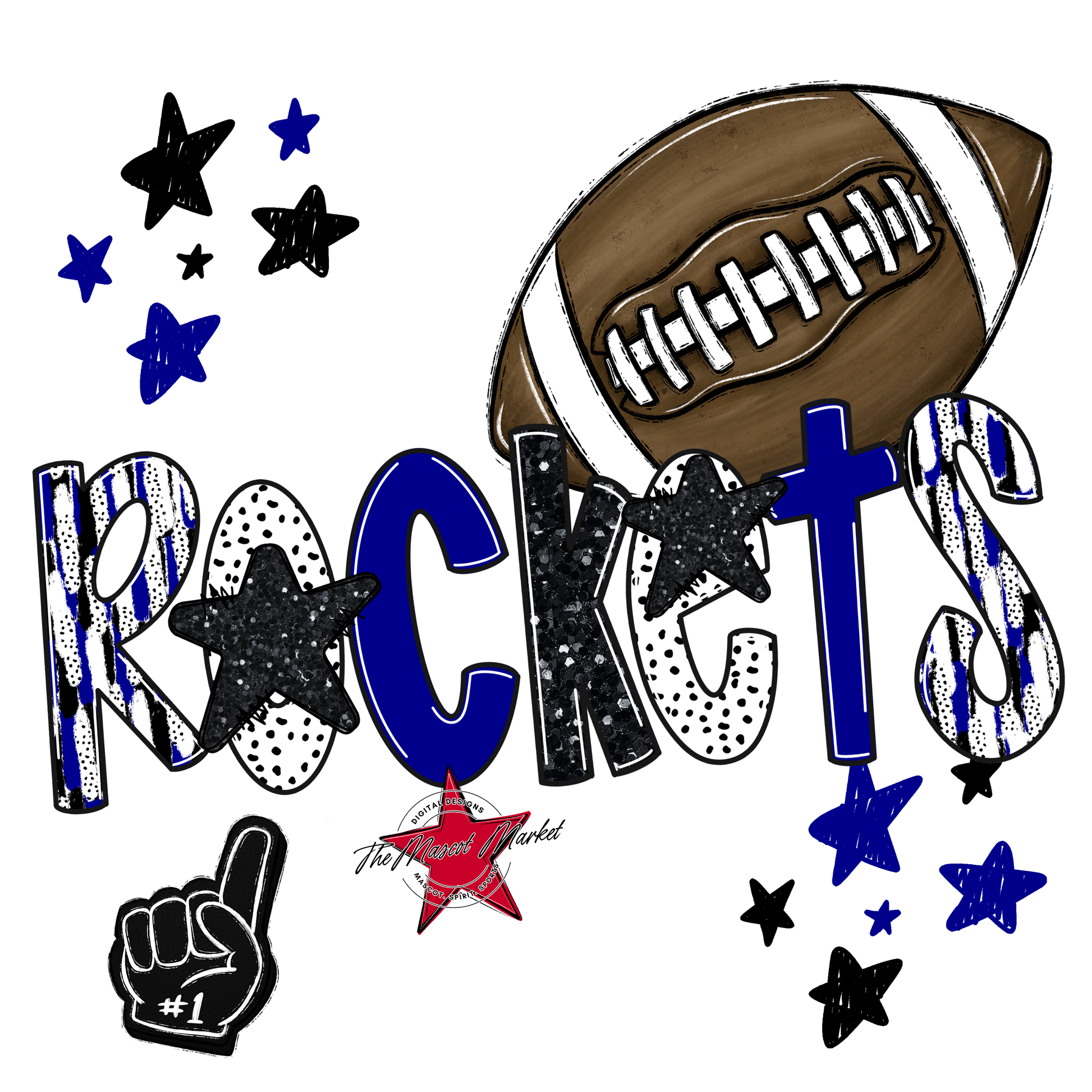 Rockets Football Scrape-Blue