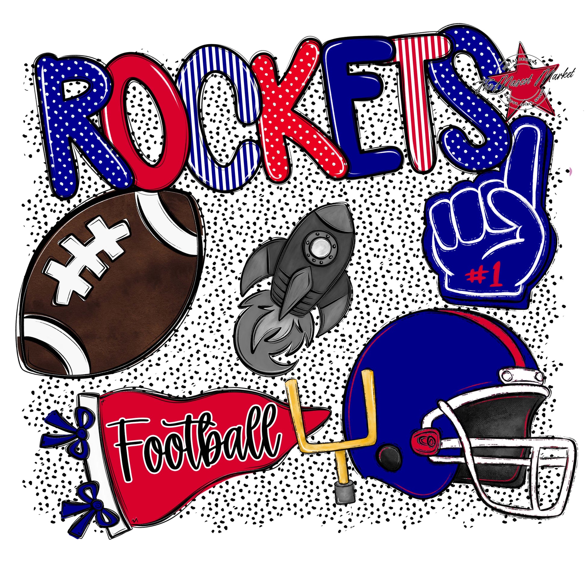 Rockets Football Spirit-Blue & Red