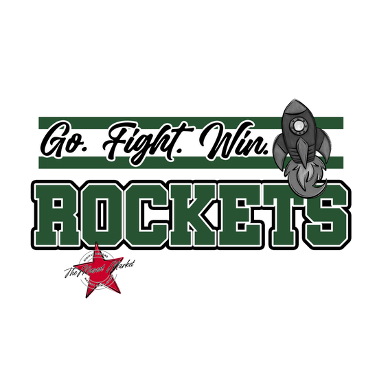 Rockets Go Fight Win Mascot Lines-Green