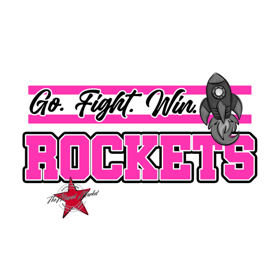 Rockets Go Fight Win Mascot Lines-Pink