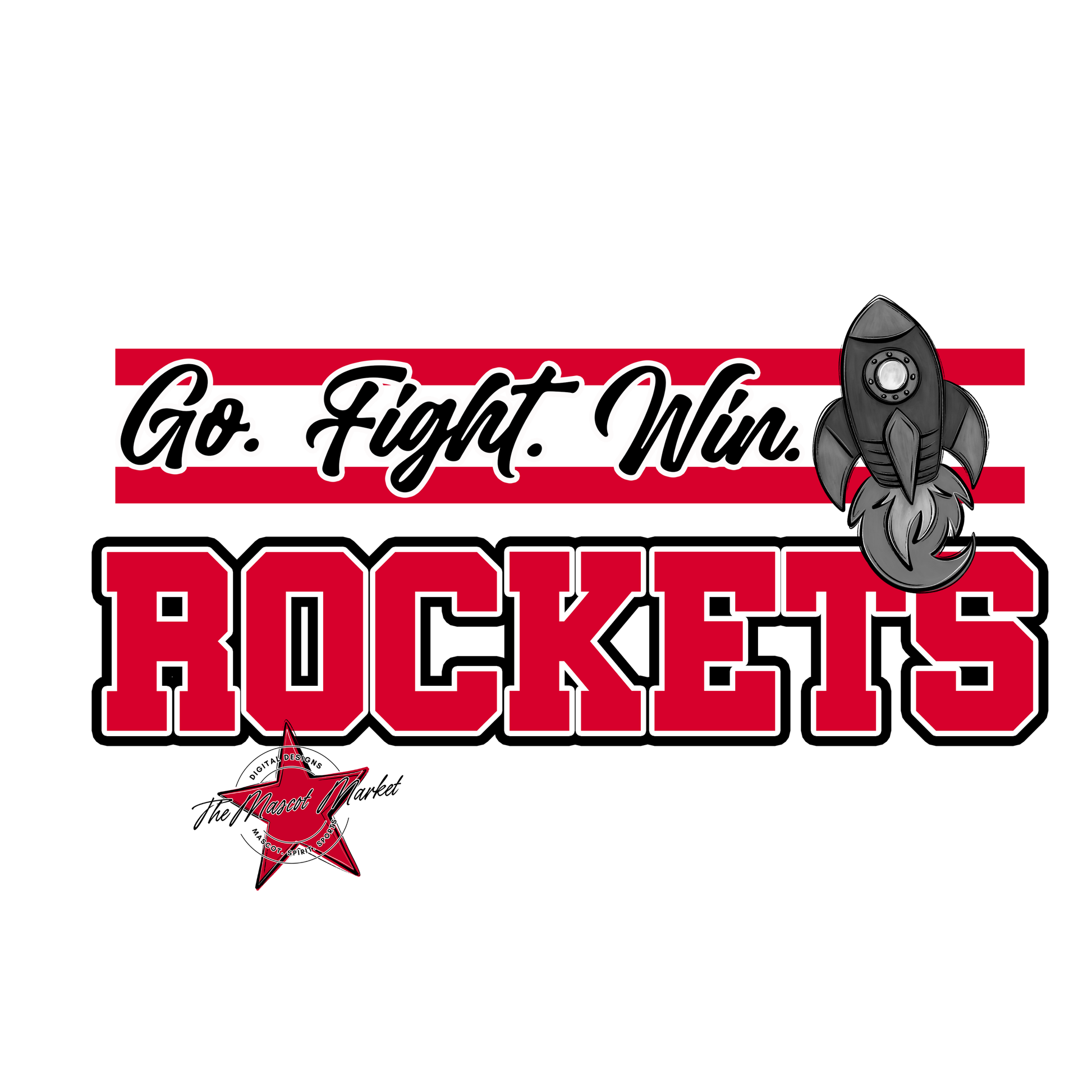 Rockets Go Fight Win Mascot Lines-Red