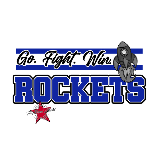 Rockets Go Fight Win Mascot Lines-Royal Blue