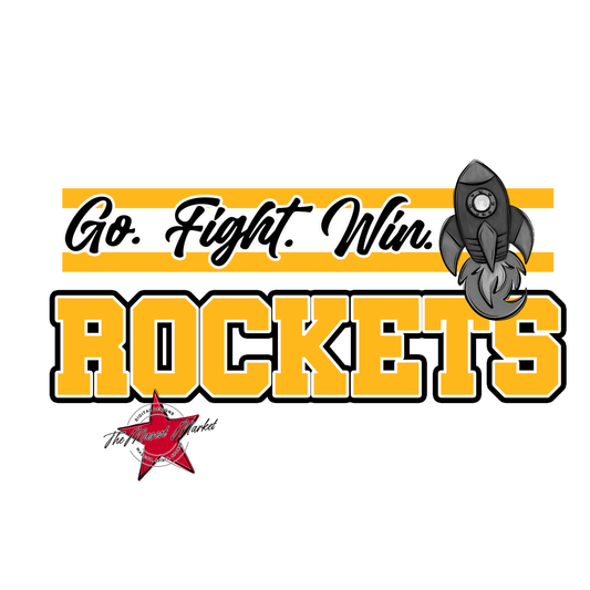 Rockets Go Fight Win Mascot Lines-Yellow