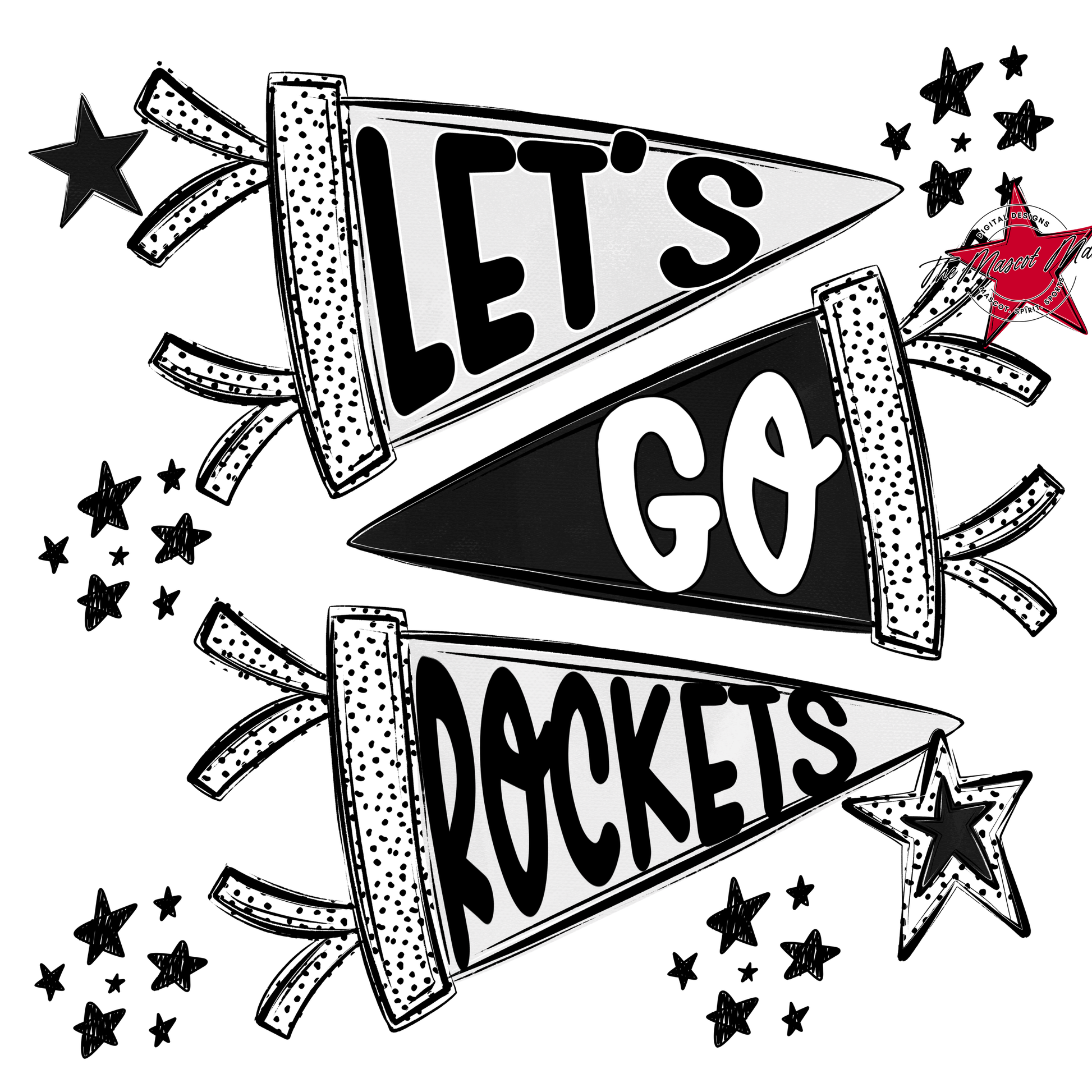 Rockets Let's Go Flag Design-Black