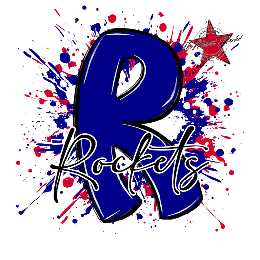 Rockets Mascot Splatter-Blue & Red
