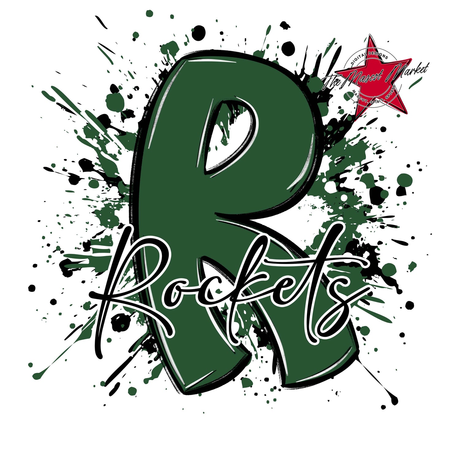 Rockets Mascot Splatter-Green