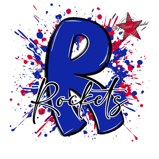 Rockets Mascot Splatter-Royal Blue & Red