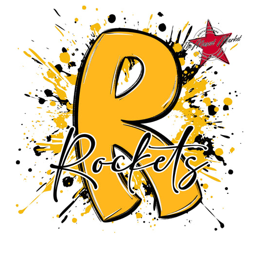 Rockets Mascot Splatter-Yellow