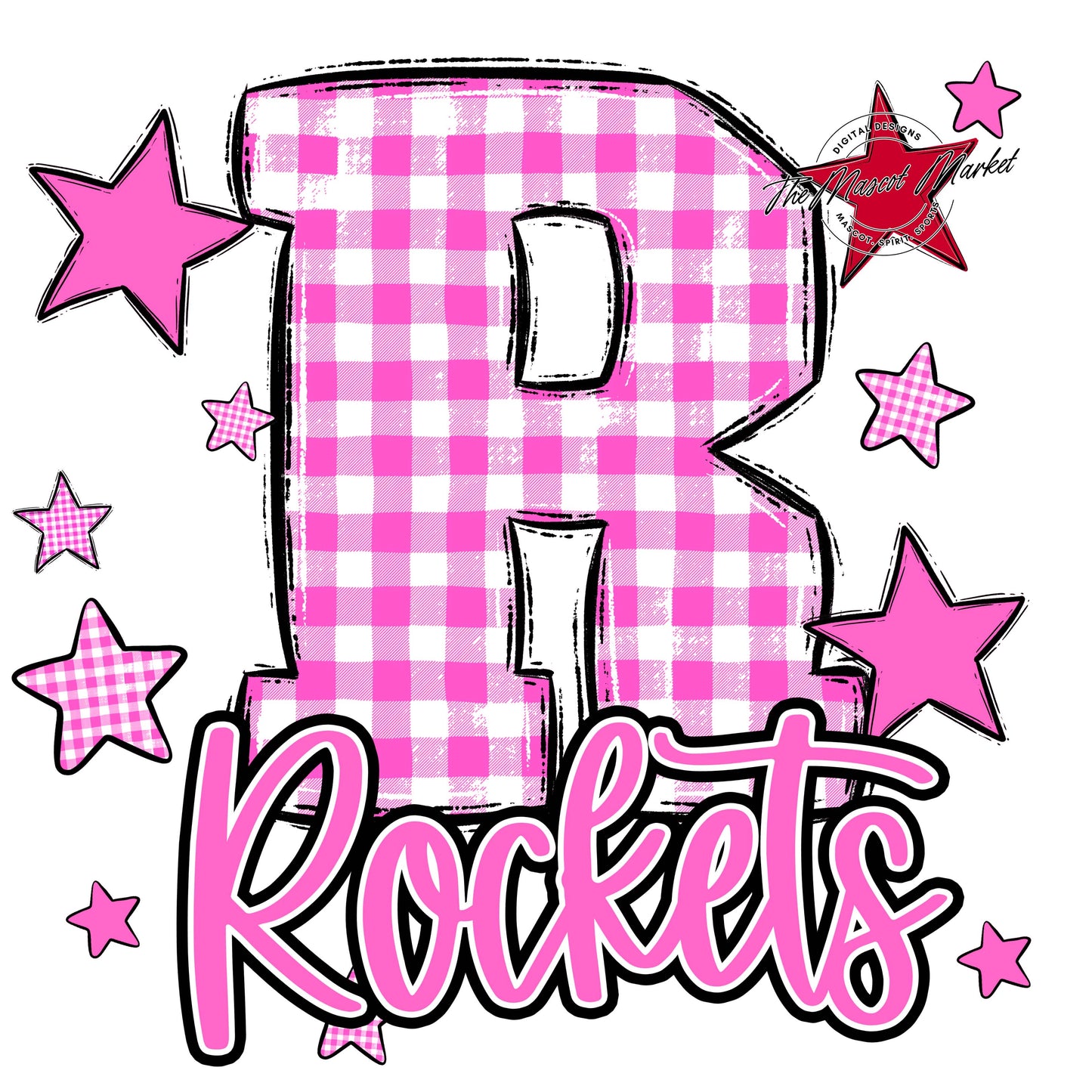 Rockets Plaid Star Design-Baby Pink