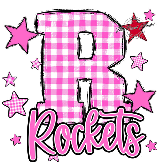 Rockets Plaid Star Design-Baby Pink