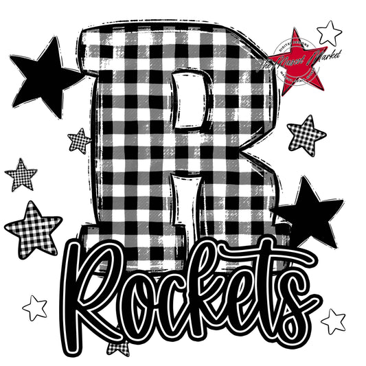 Rockets Plaid Star Design-Black