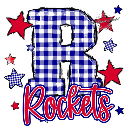 Rockets Plaid Star Design-Blue & Red
