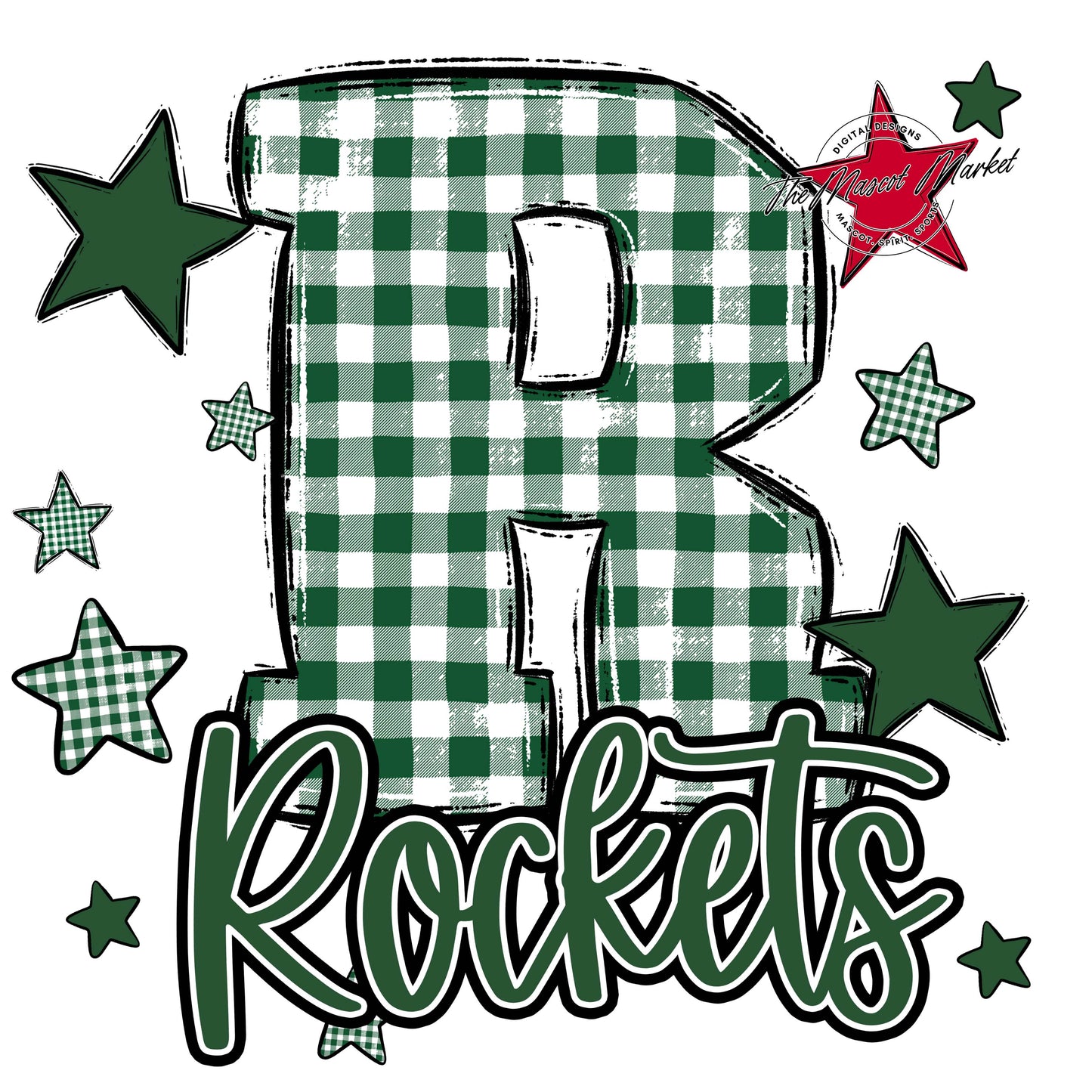 Rockets Plaid Star Design-Green