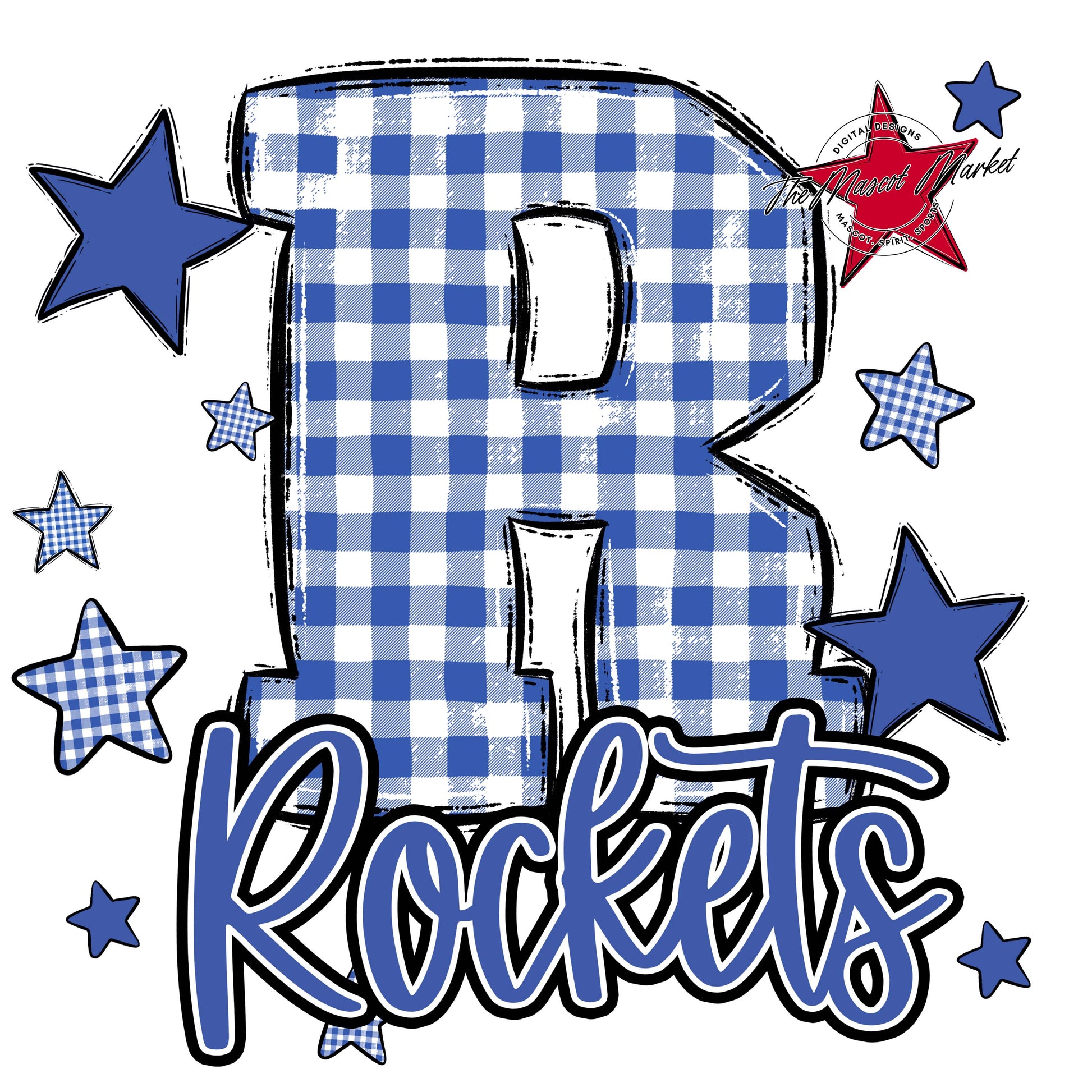 Rockets Plaid Star Design-Off Blue