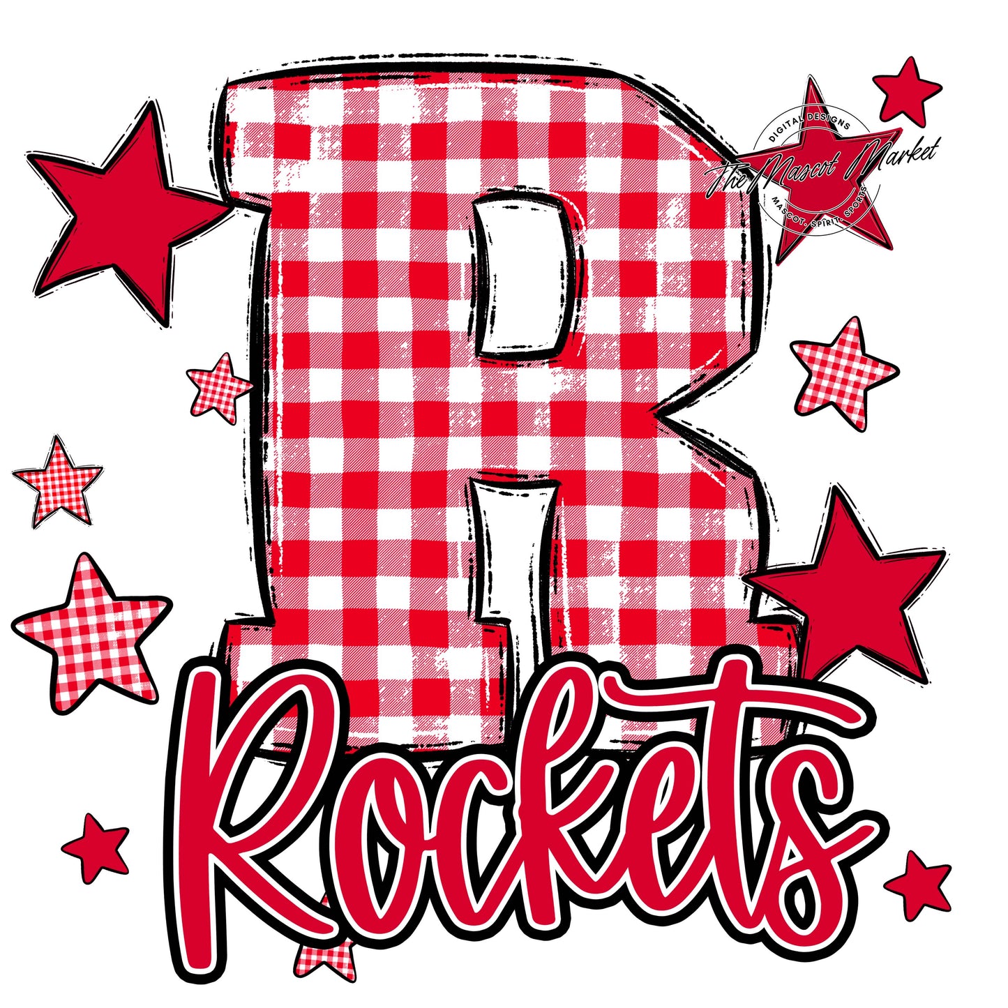 Rockets Plaid Star Design-Red