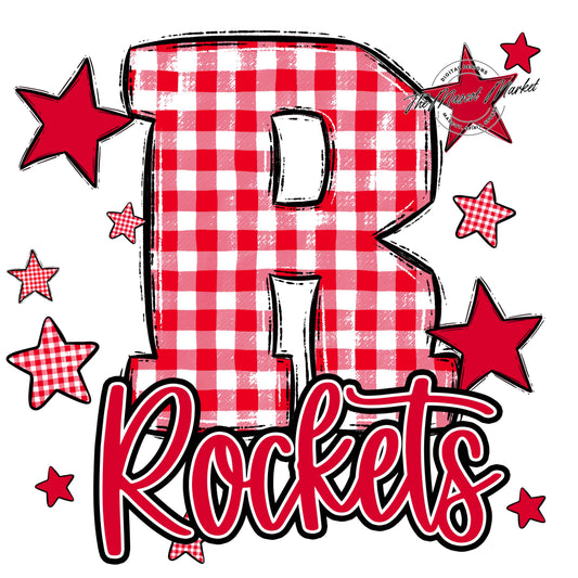 Rockets Plaid Star Design-Red