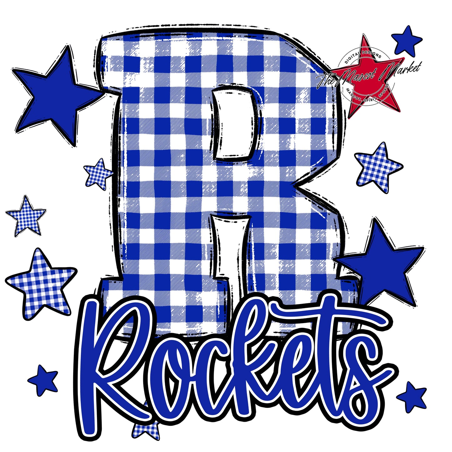 Rockets Plaid Star Design-Royal Blue