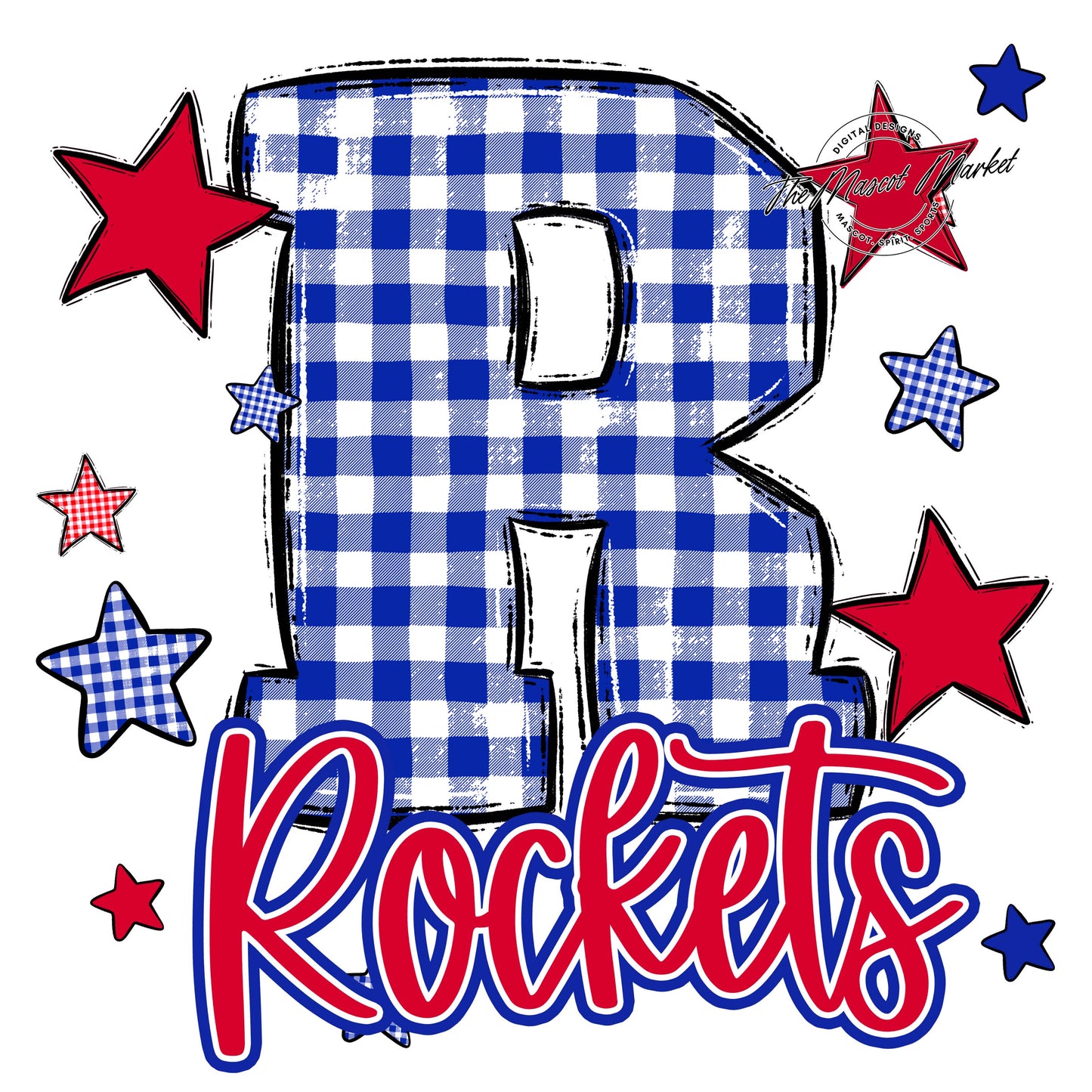Rockets Plaid Star Design-Royal Blue & Red