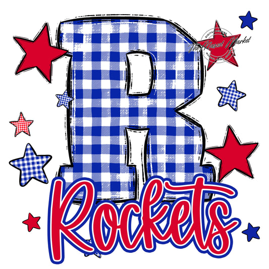 Rockets Plaid Star Design-Royal Blue & Red
