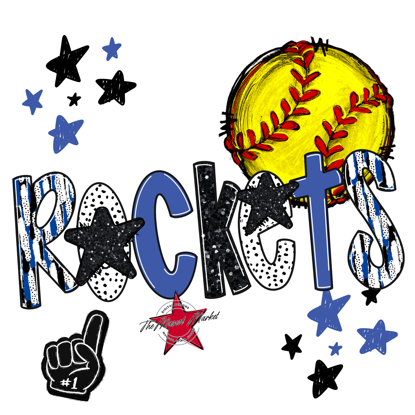 Rockets Softball Scrape-Off Blue