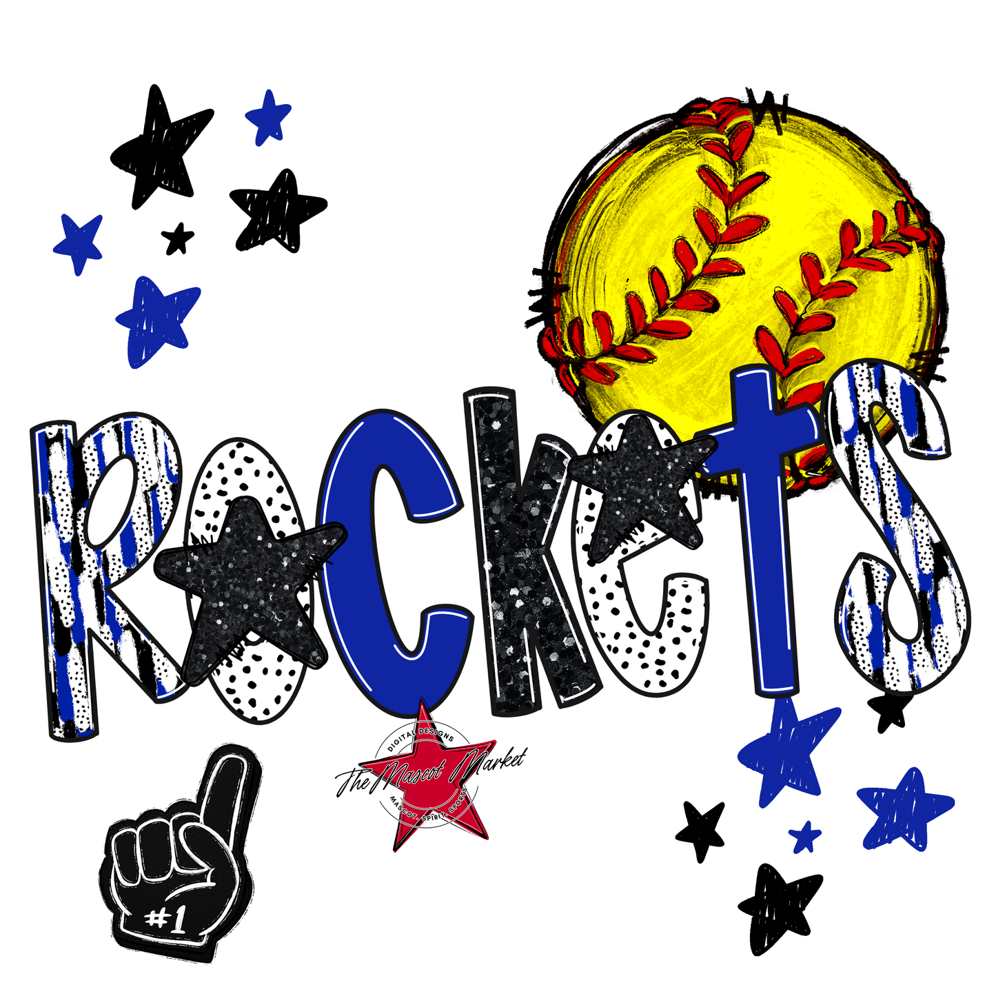 Rockets Softball Scrape-Royal Blue