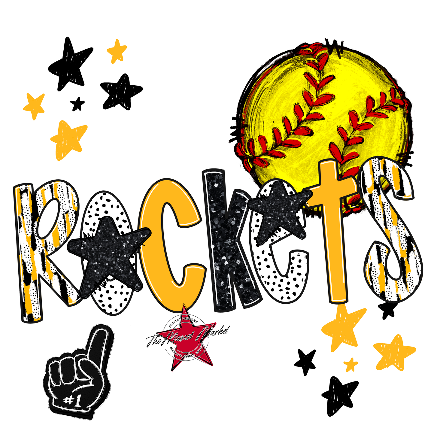 Rockets Softball Scrape-Yellow