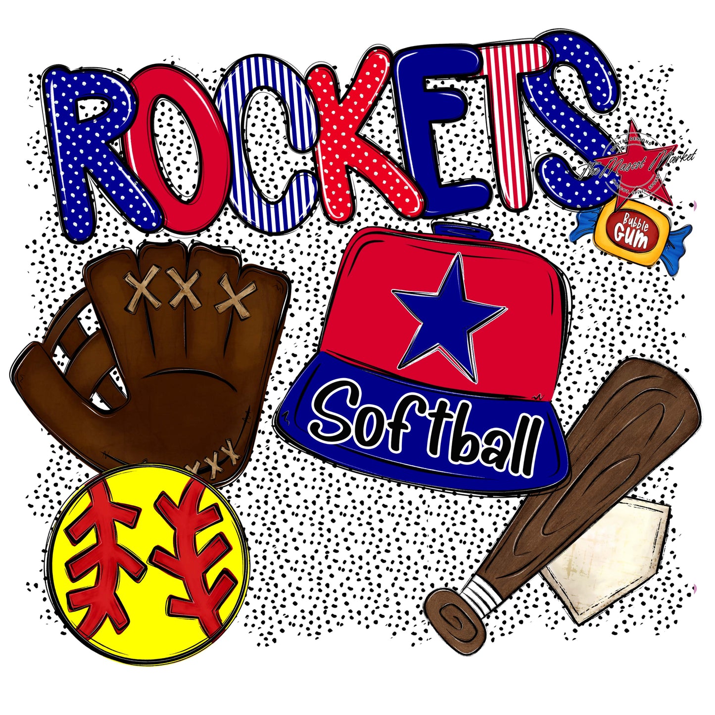 Rockets Softball Spirit-Blue & Red