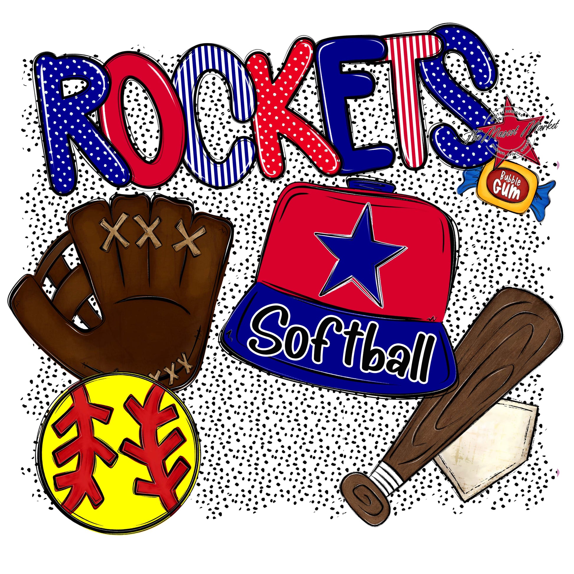 Rockets Softball Spirit-Blue & Red