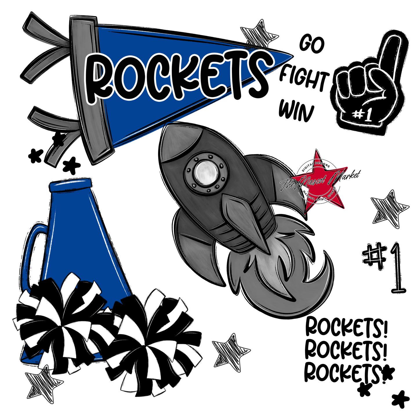 Rockets Spirit Design-Off Blue